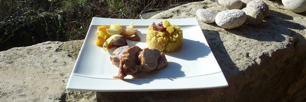 Un plat de de la table d'hôtes de notre gîte en Ardèche